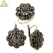 Gümüş Otantik Taşlı Set